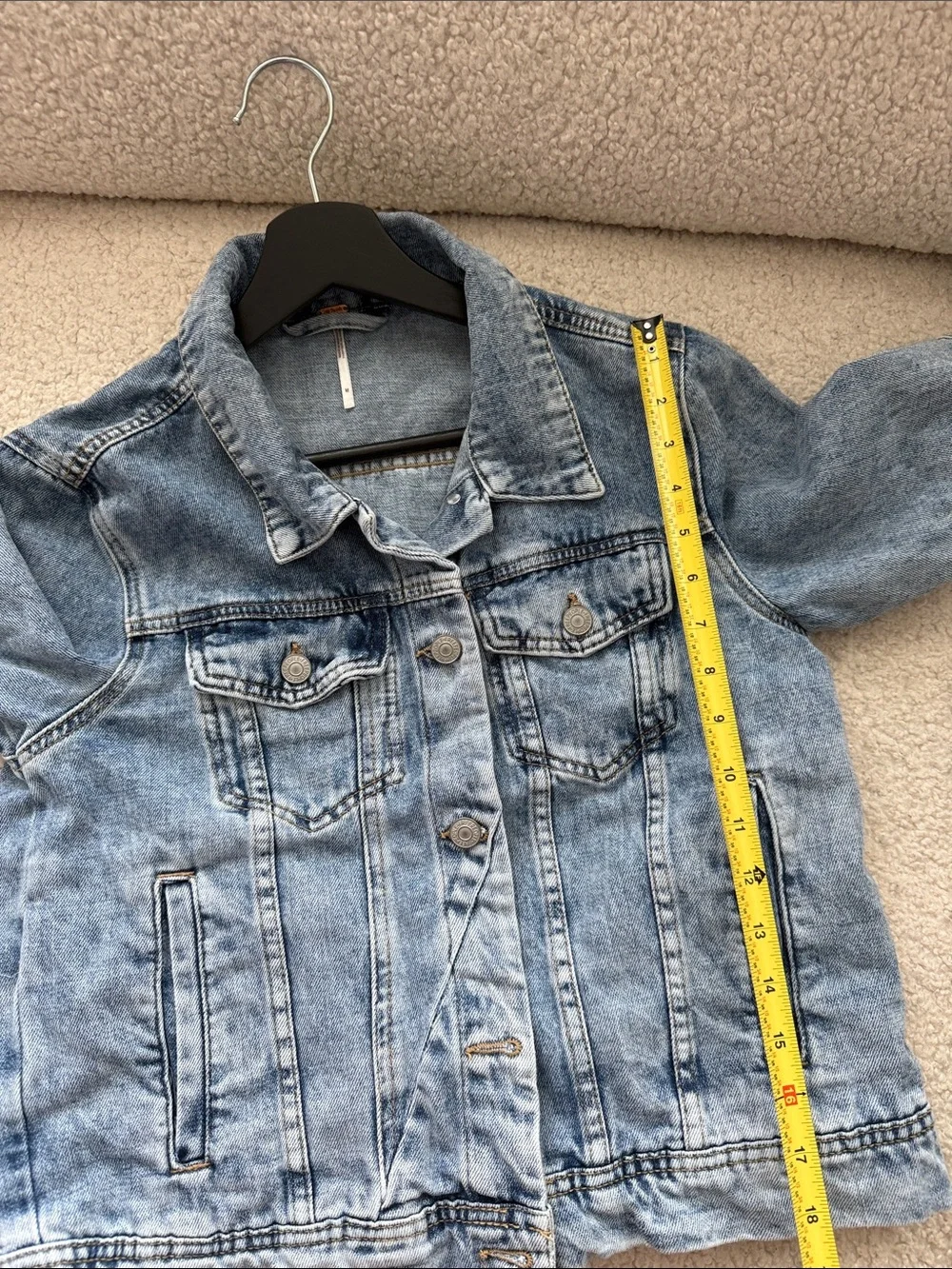 Free People Light Wash Cropped Denim Jacket
